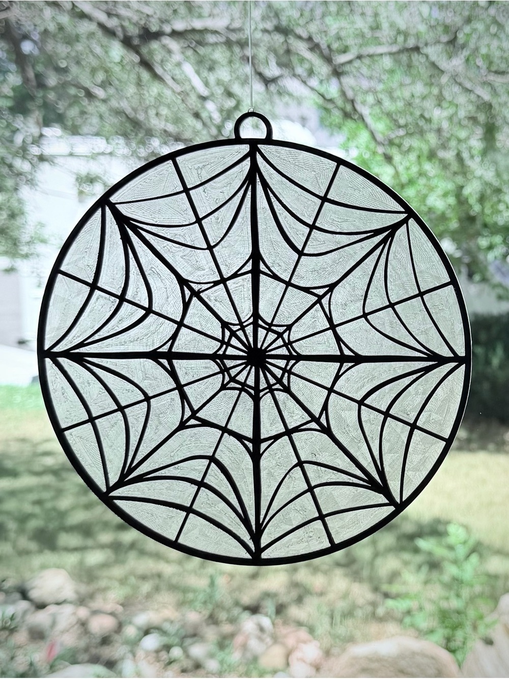 Black Web Glass Suncatcher – Glass Art Window Hanging